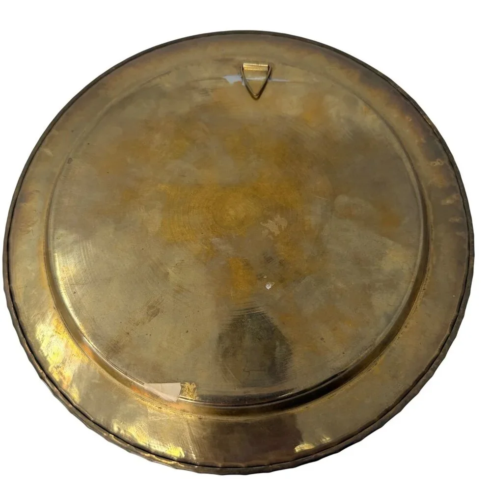 Vintage Brass Bethlehem Wall Plate Champlevé Enamel‎ Shepherd Decor